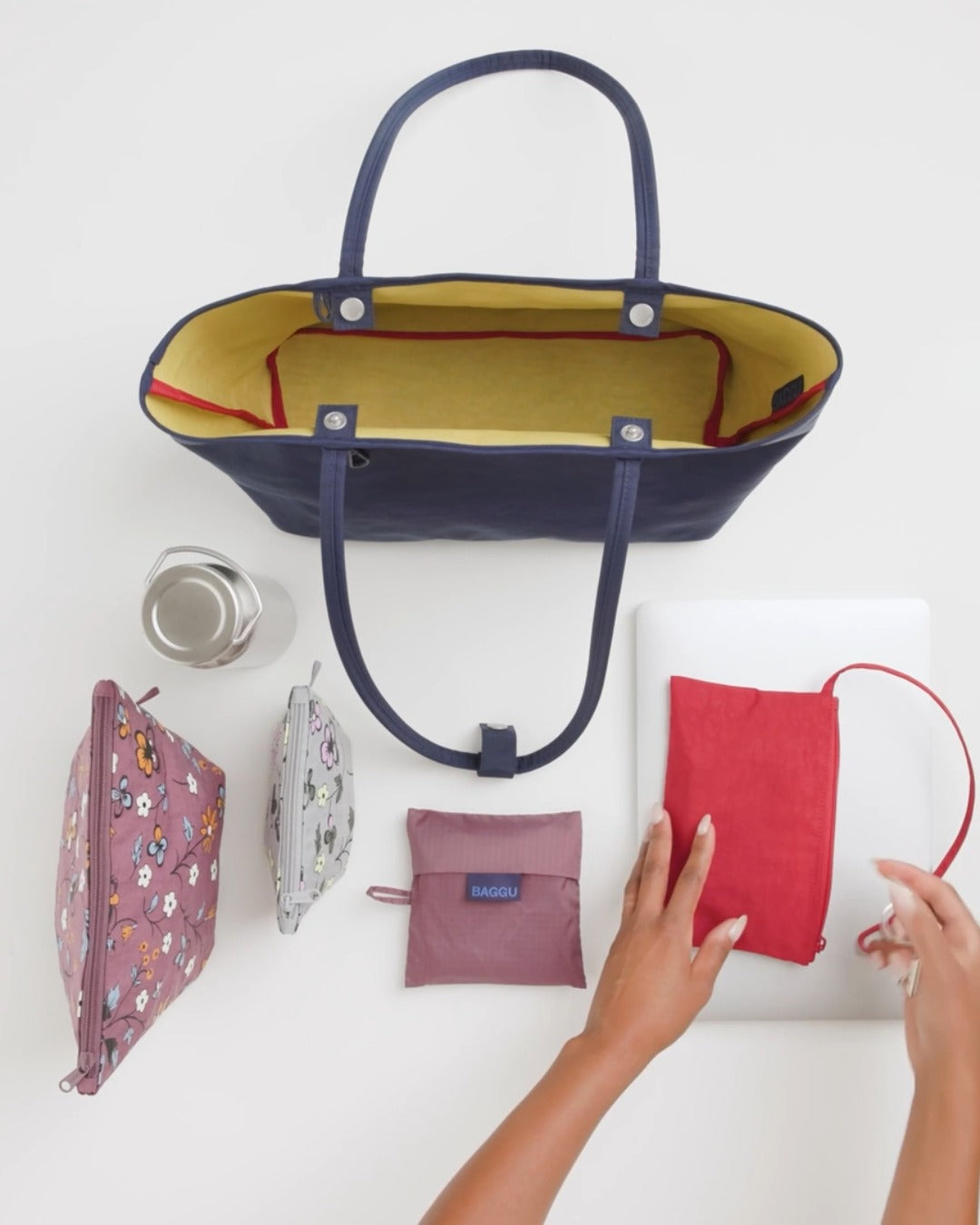 美國｜BAGGU Nylon Reversible Tote 雙面托特包 / 肩背包/ 子母包 M Size 共三色