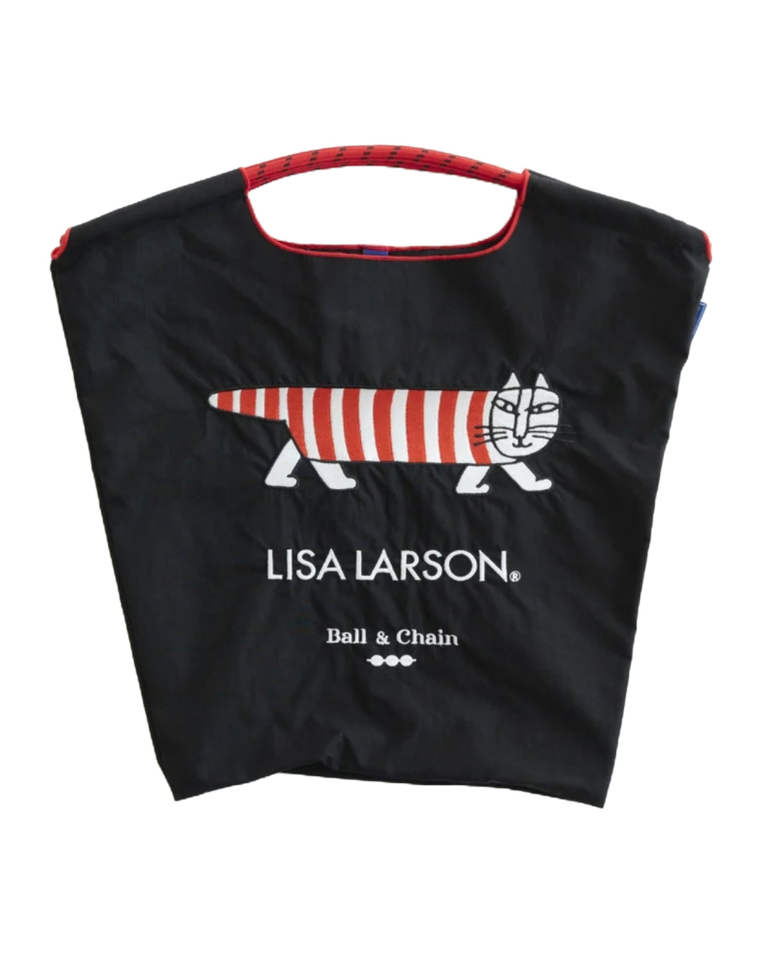 日本｜Ball&Chain x Lisa Larson 麗莎·拉爾森聯名款 刺繡環保購物袋 條紋貓 M size 共兩色