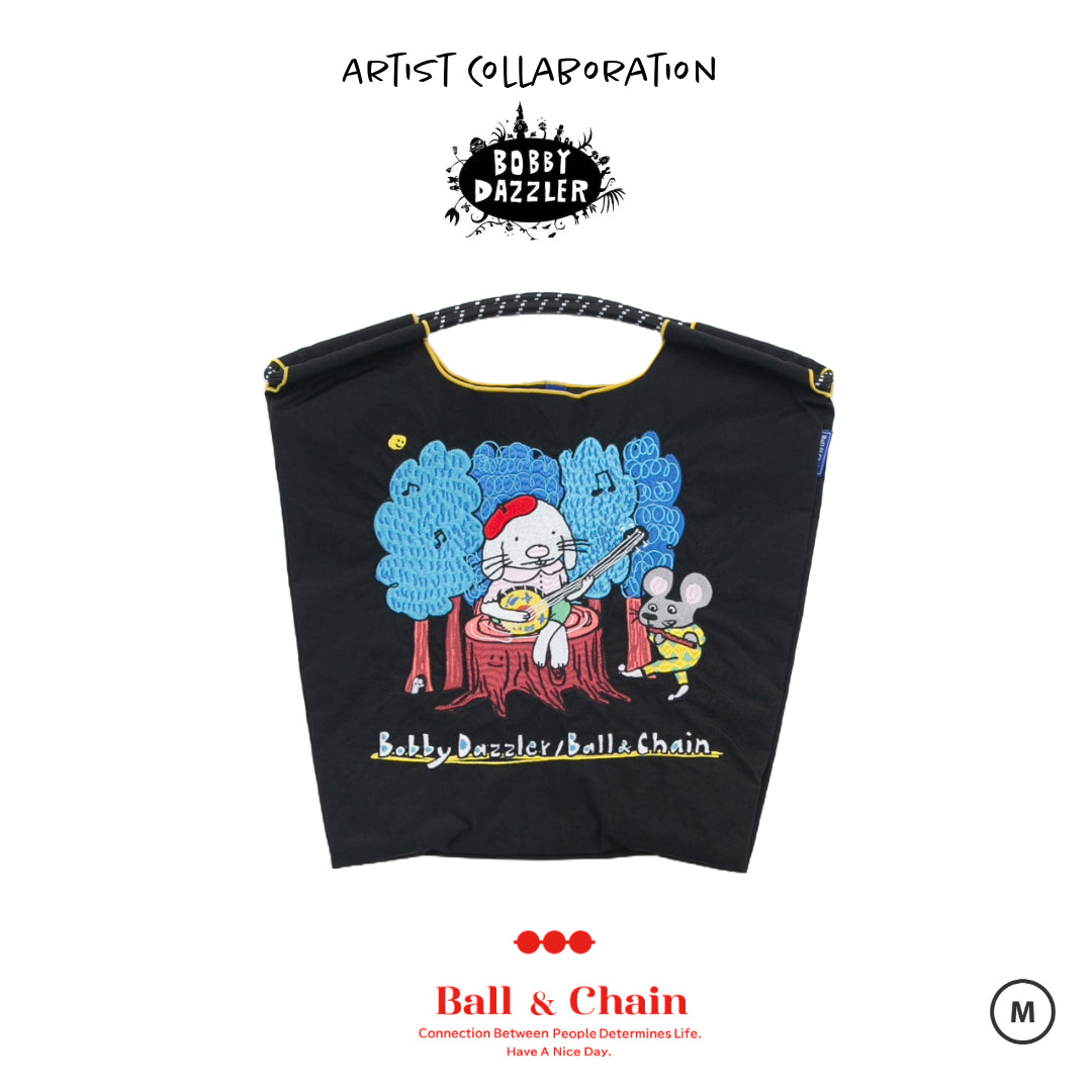 日本｜Ball&Chain 藝術家聯名款 刺繡環保購物袋 M Size 共三款