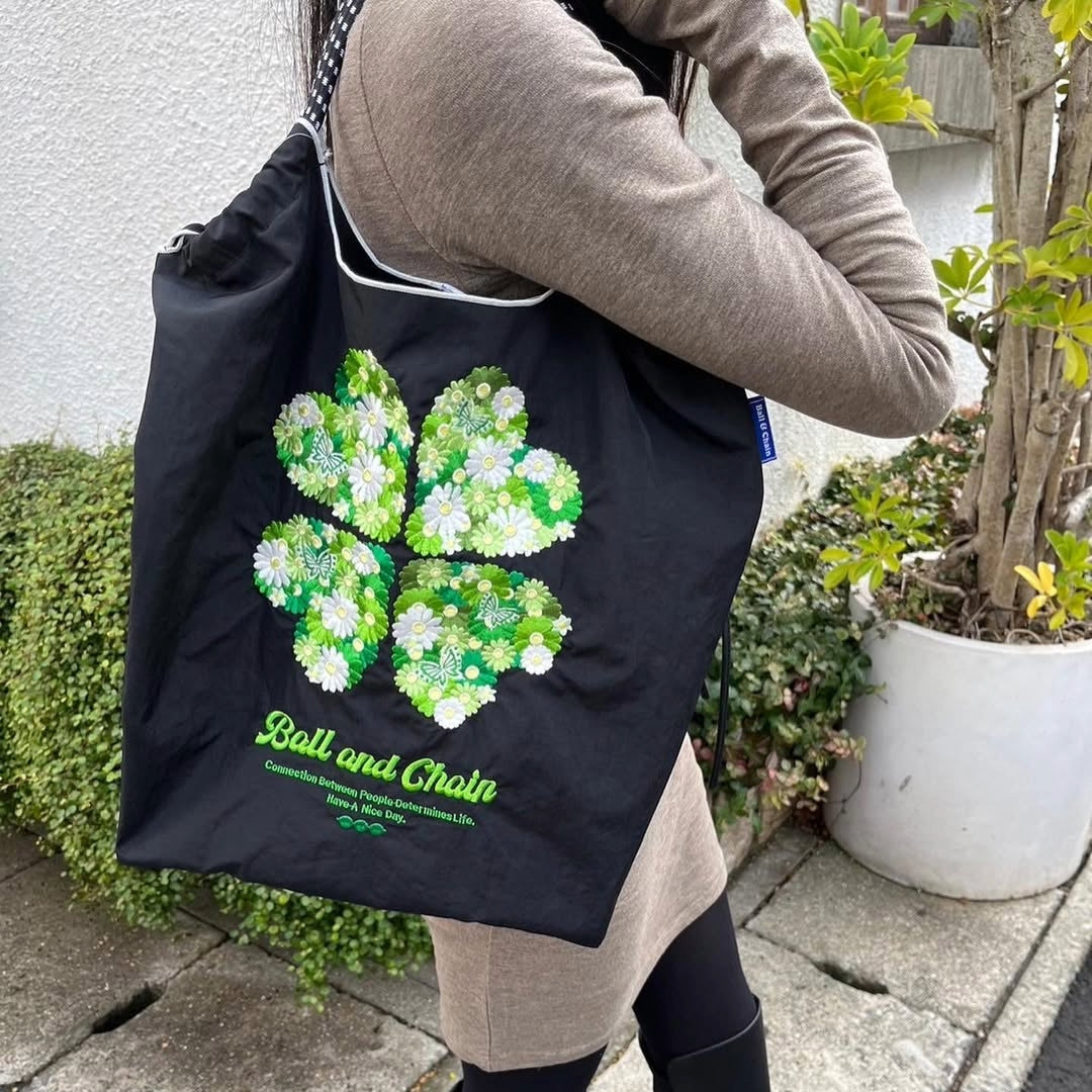 日本｜Ball&Chain 設計師聯名款 刺繡環保購物袋 M Size 共兩色