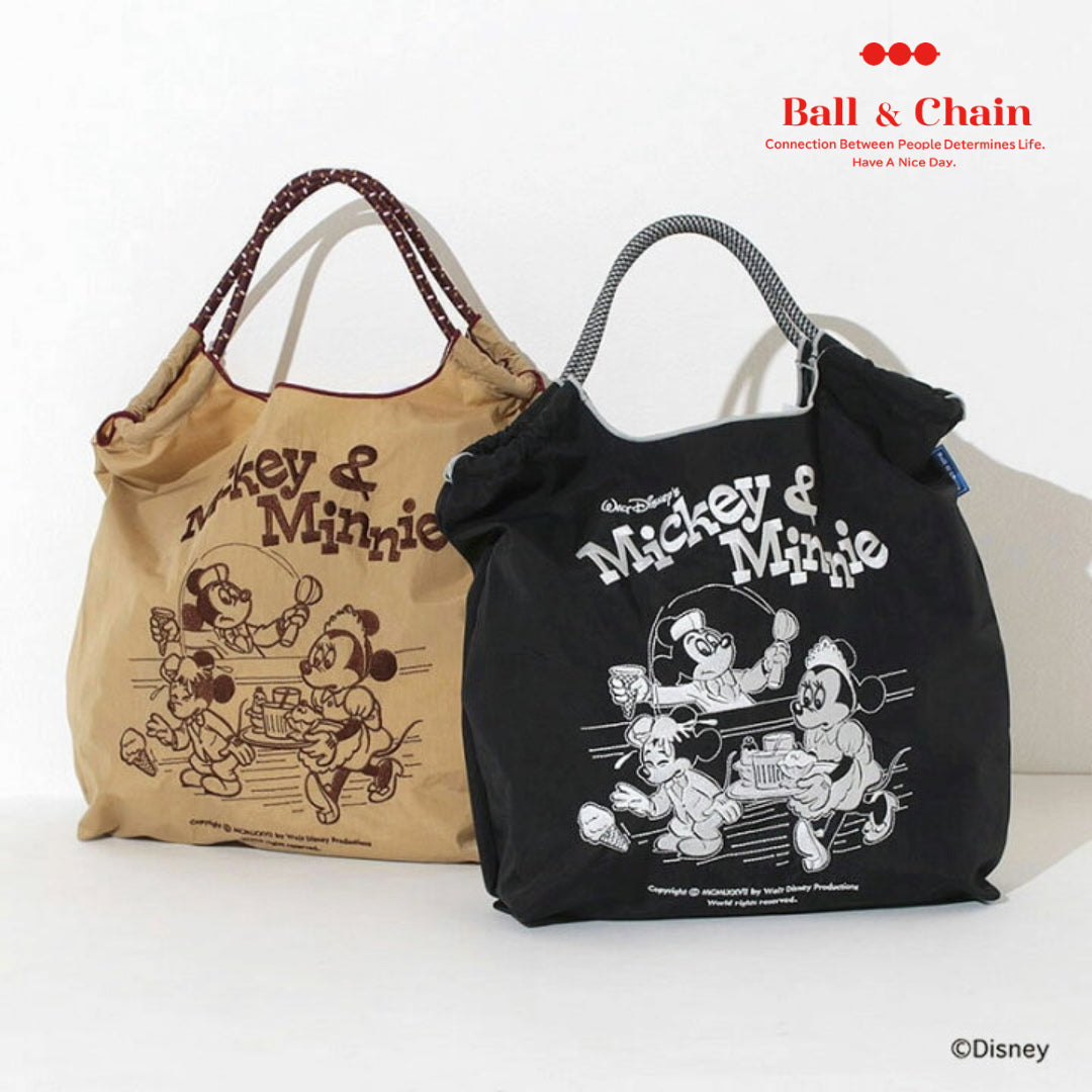 日本｜Ball&Chain x Disney Mickey&Minnie 迪士尼聯名 刺繡環保購物袋 M Size