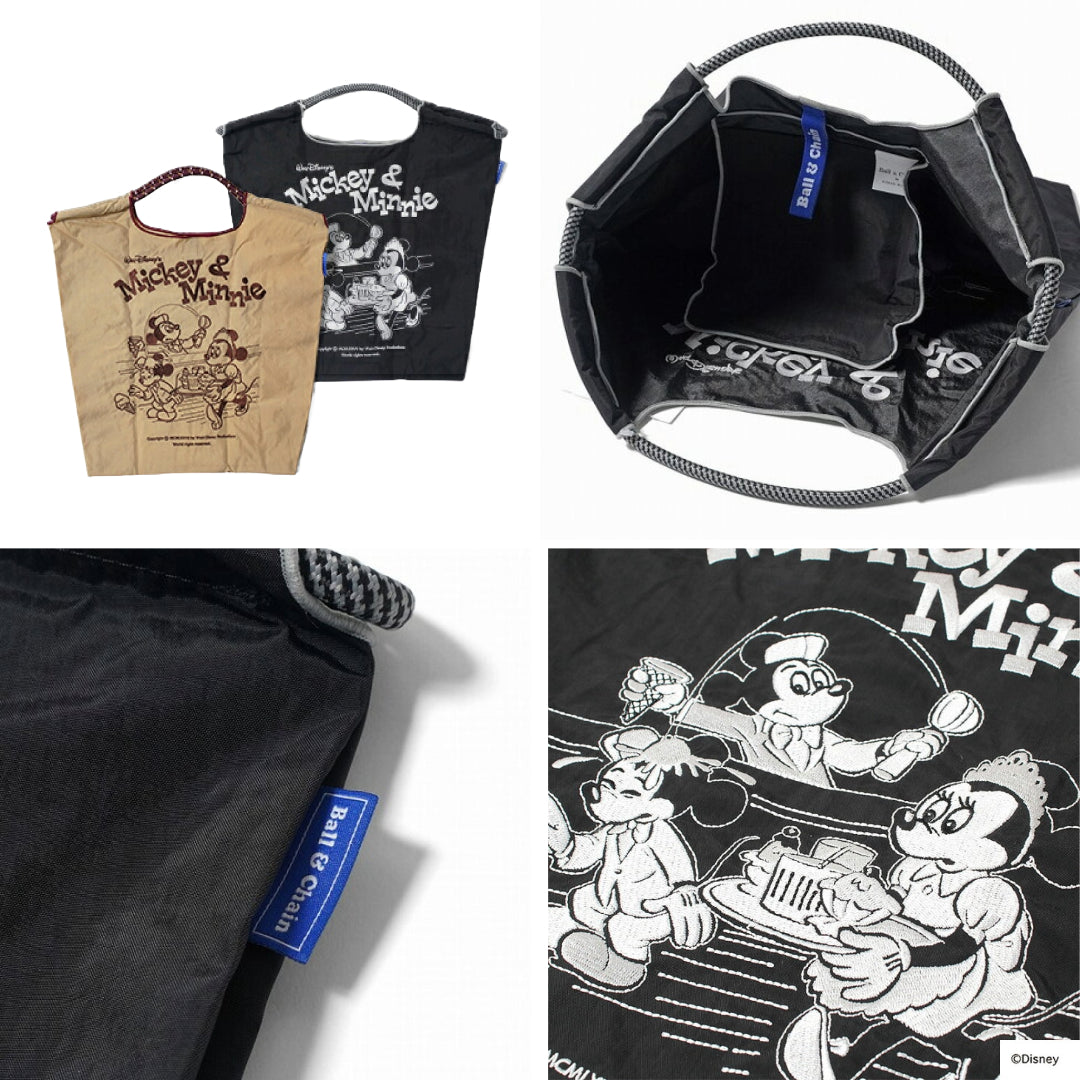 日本｜Ball&Chain x Disney Mickey&Minnie 迪士尼聯名 刺繡環保購物袋 M Size