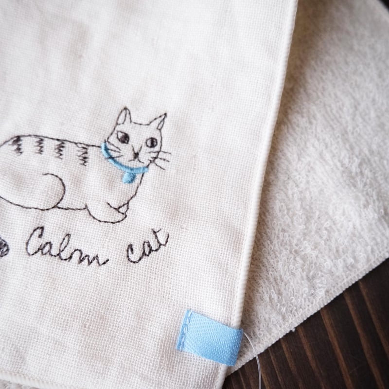 日本｜ORUNET 有機棉貓咪刺繡手帕 日本製 貓咪療癒小物 共四款